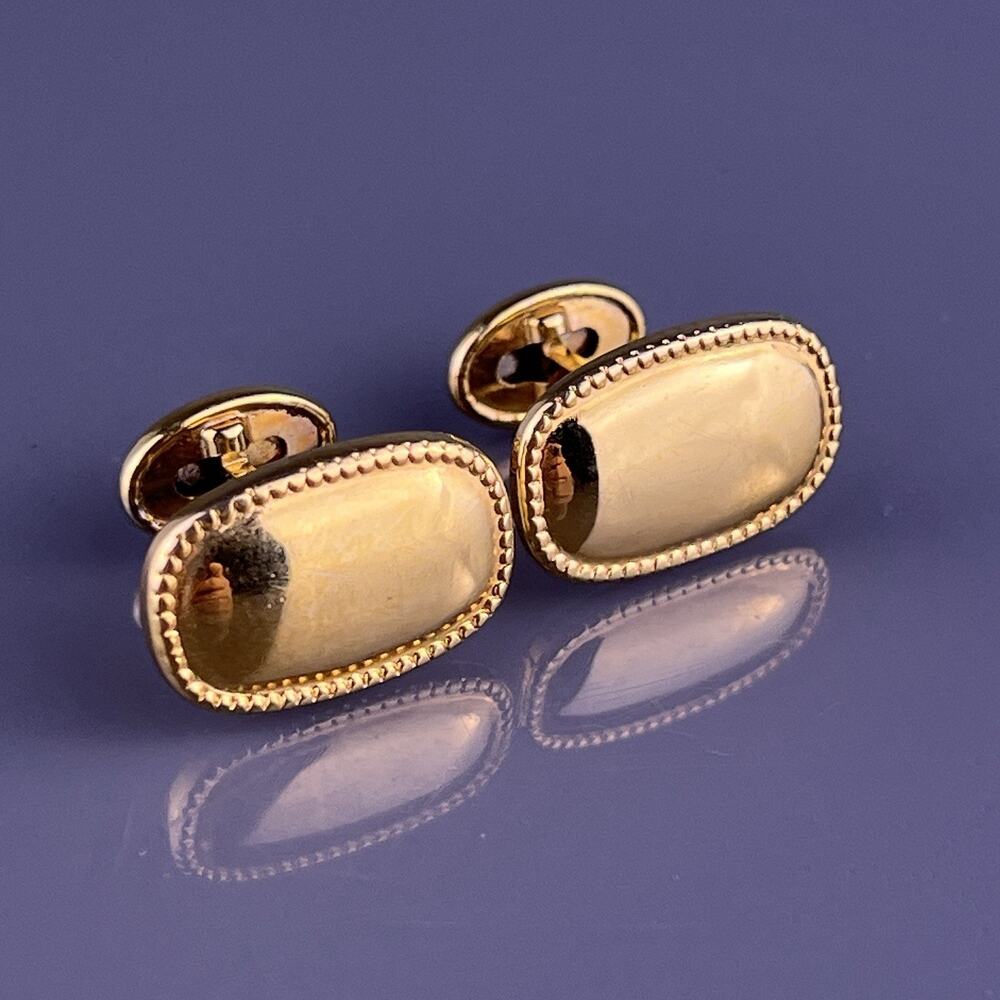 Simple Oval Pierre Cardin Cufflinks Gold Tone Antique Style Plain Vintage